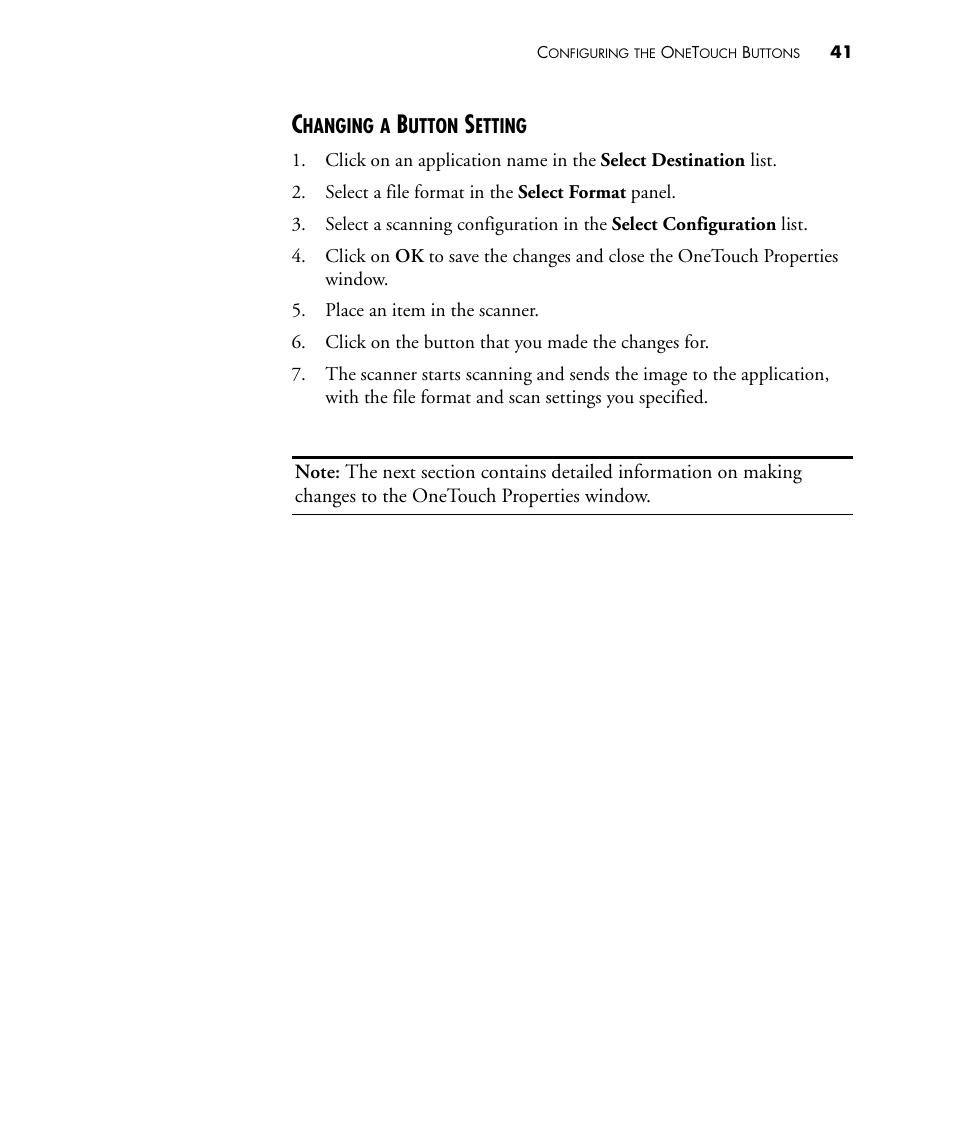 Changing a button setting | Visioneer STROBE 500 User Manual | Page 48 / 122