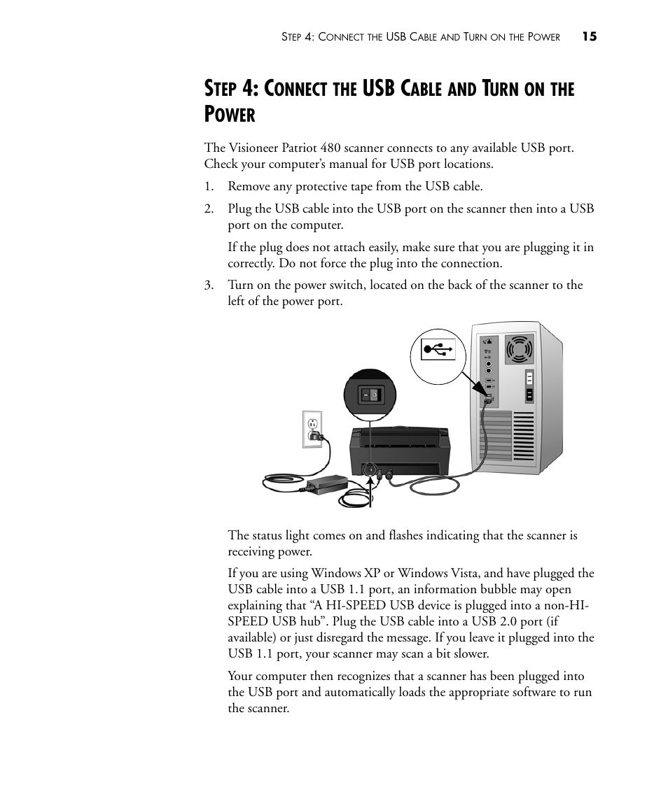 Usb c, Onnect, Able | Ower | Visioneer PATRIOT 480 User Manual | Page 20 / 114