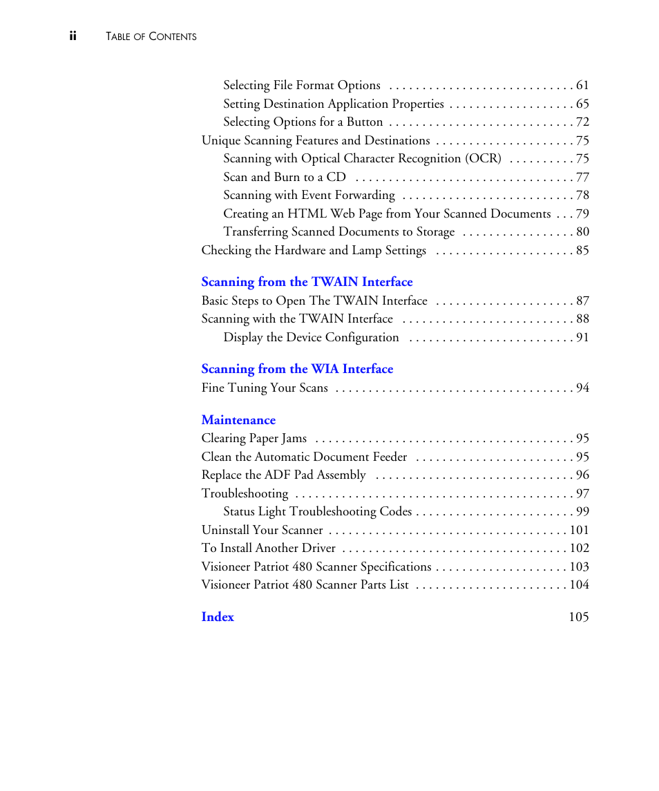 Visioneer PATRIOT 480 User Manual | Page 5 / 114