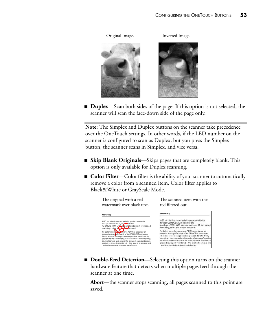 Duplex, Skip blank originals, Color filter | Visioneer PATRIOT 480 User Manual | Page 58 / 114