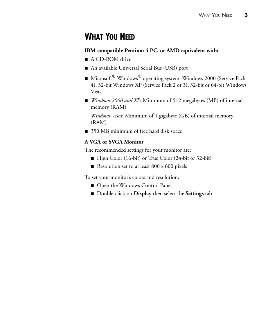 What you need | Visioneer PATRIOT 480 User Manual | Page 8 / 114