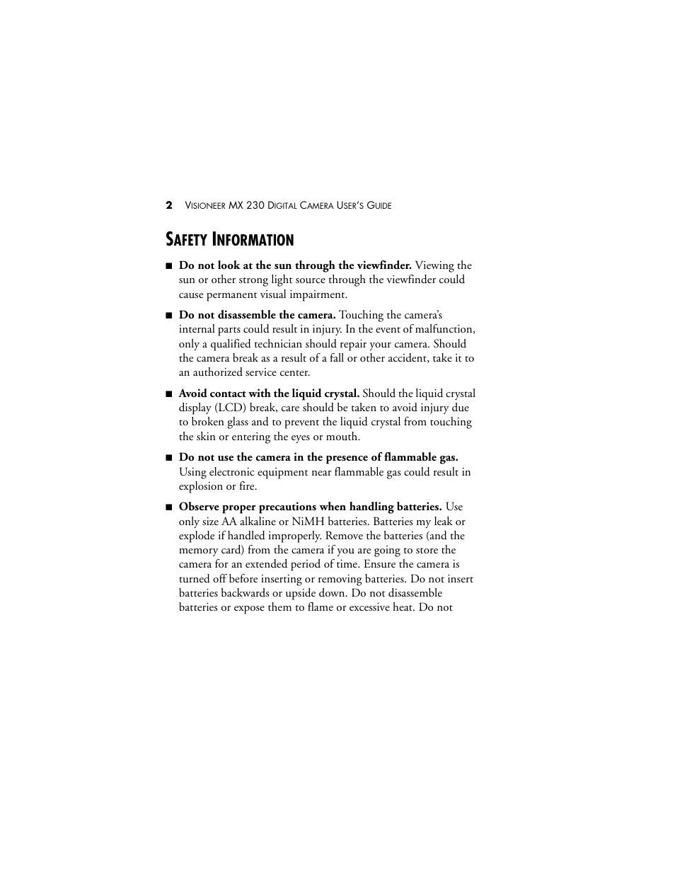 Safety information, Afety, Nformation | Visioneer MX 230 User Manual | Page 8 / 68