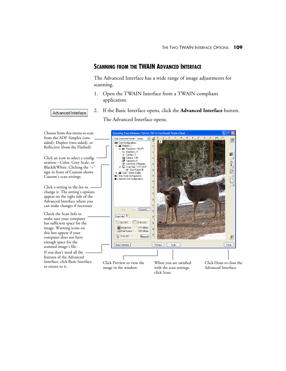 Scanning from the twain advanced interface, Twain a | Visioneer Patriot 780 User Manual | Page 116 / 160