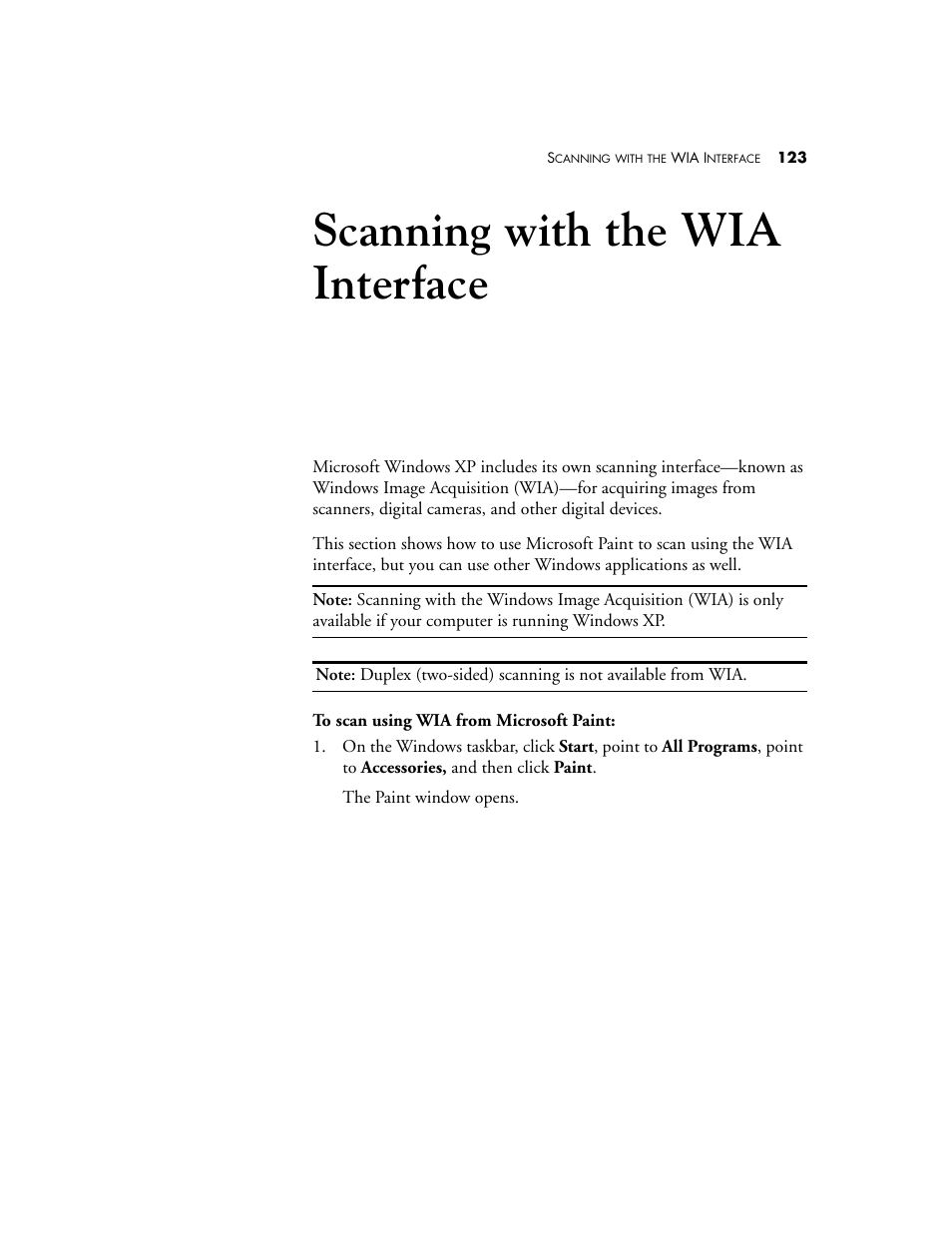 Scanning with the wia interface, Wia i | Visioneer Patriot 780 User Manual | Page 130 / 160