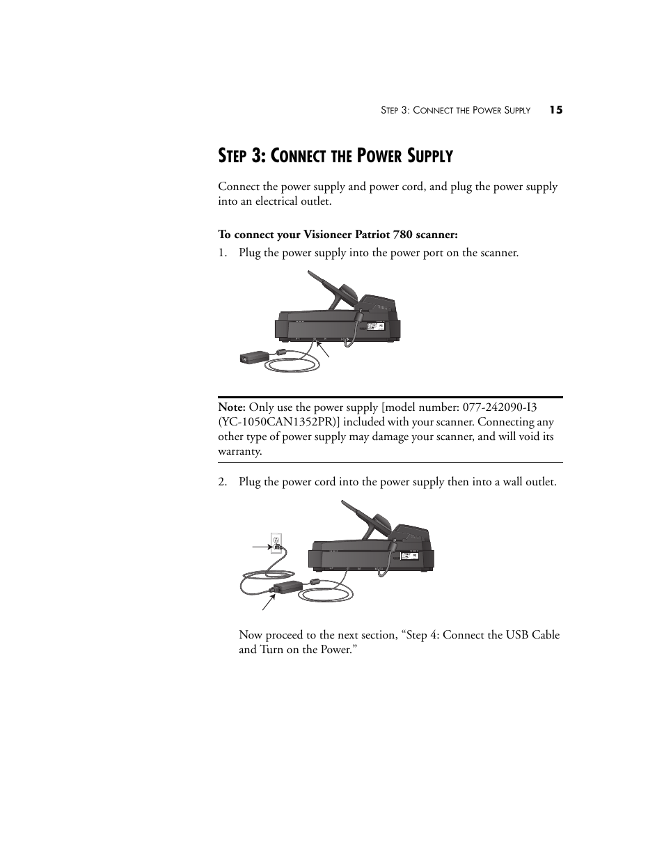 Step 3: connect the power supply, Onnect, Ower | Upply | Visioneer Patriot 780 User Manual | Page 22 / 160