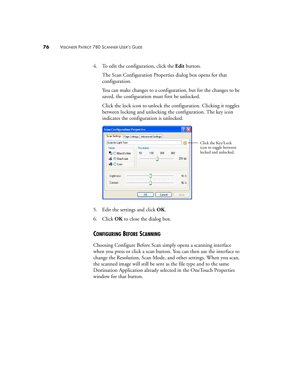 Configuring before scanning | Visioneer Patriot 780 User Manual | Page 83 / 160