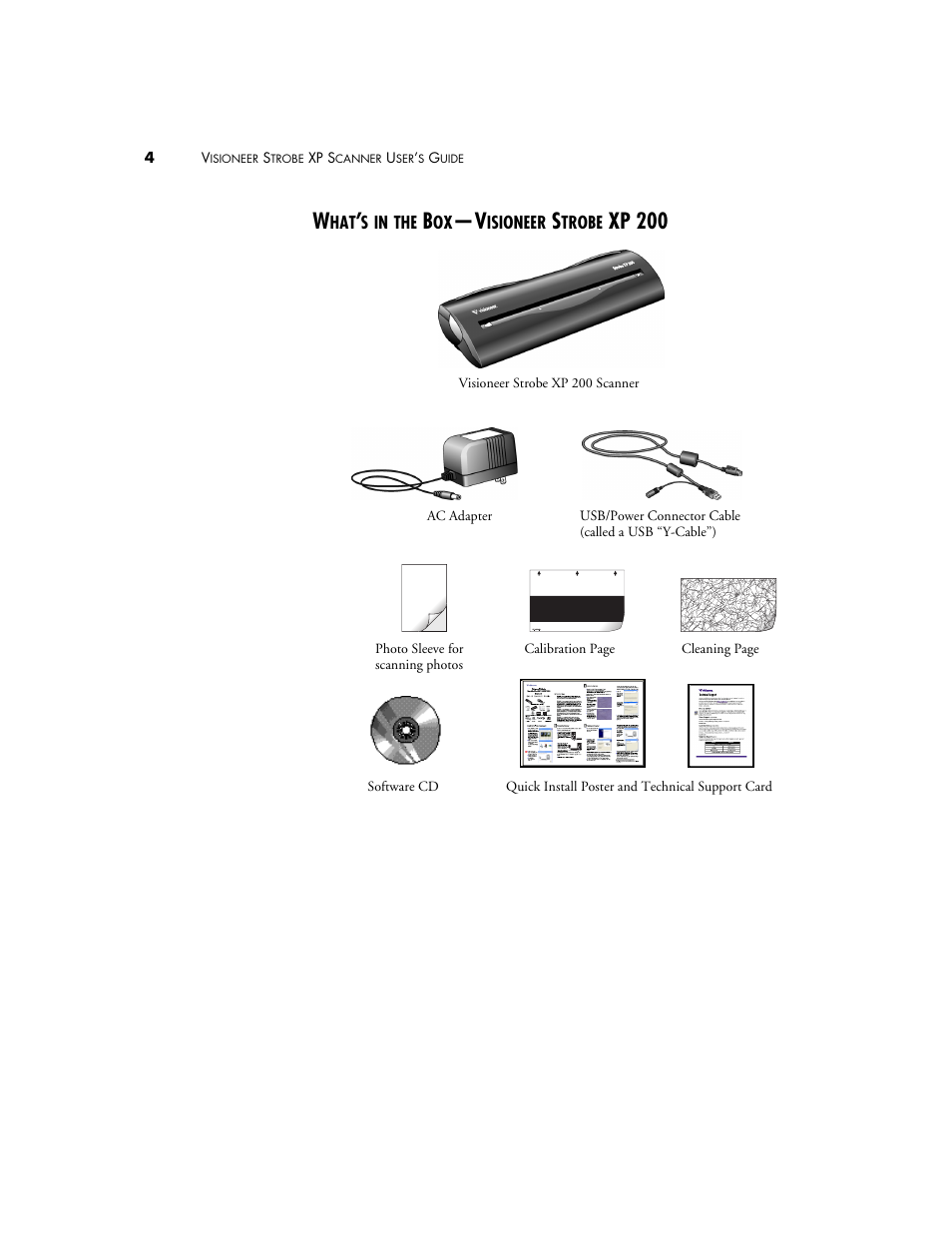 What’s in the box—visioneer strobe xp 200, Xp 200 | Visioneer XP 100 User Manual | Page 11 / 166