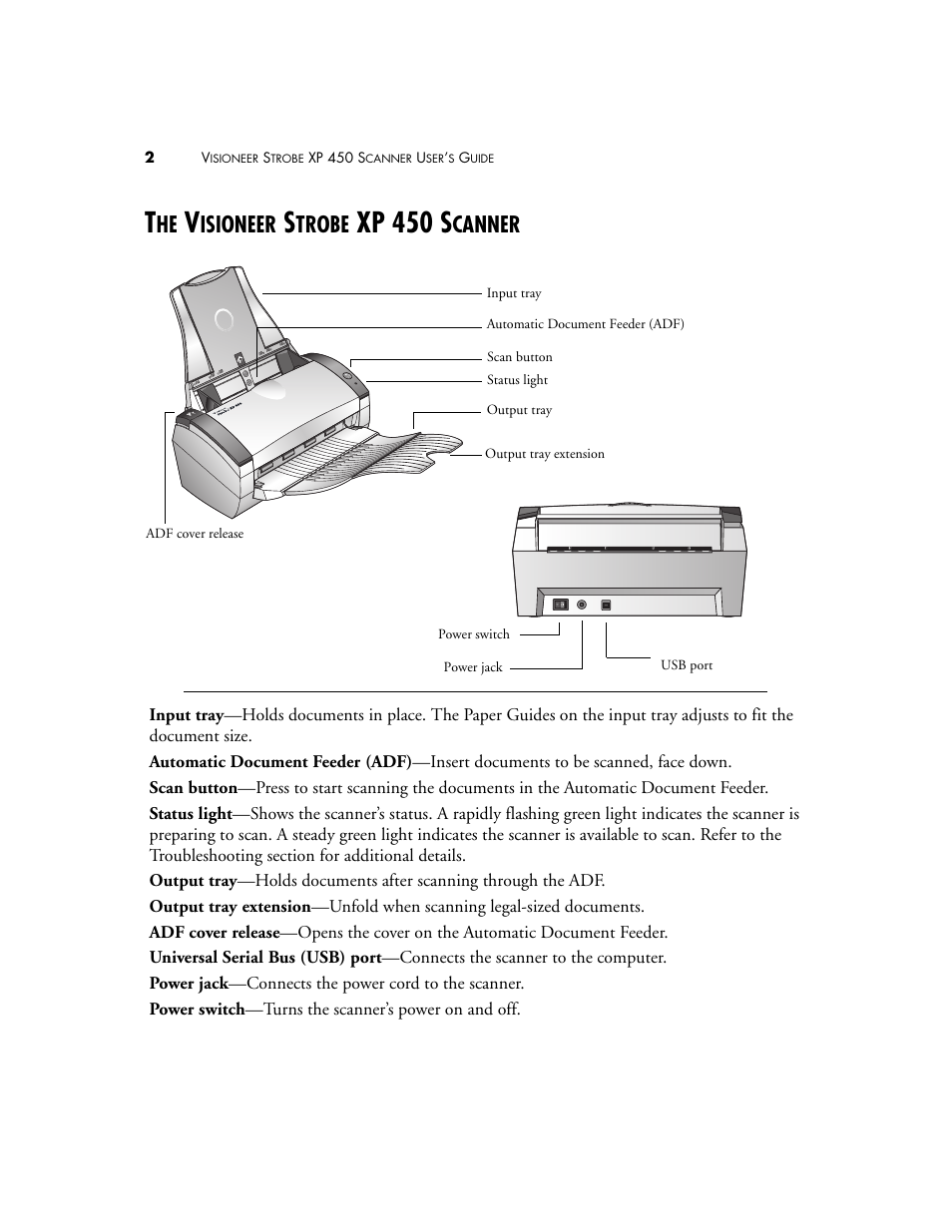 The visioneer strobe xp 450 scanner, Xp 450 s, Isioneer | Trobe, Canner | Visioneer XP 450 User Manual | Page 7 / 132