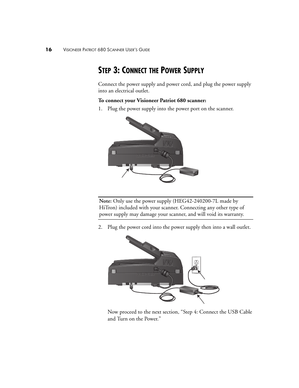 Step 3: connect the power supply, Onnect, Ower | Upply | Visioneer Patriot 680 User Manual | Page 23 / 158