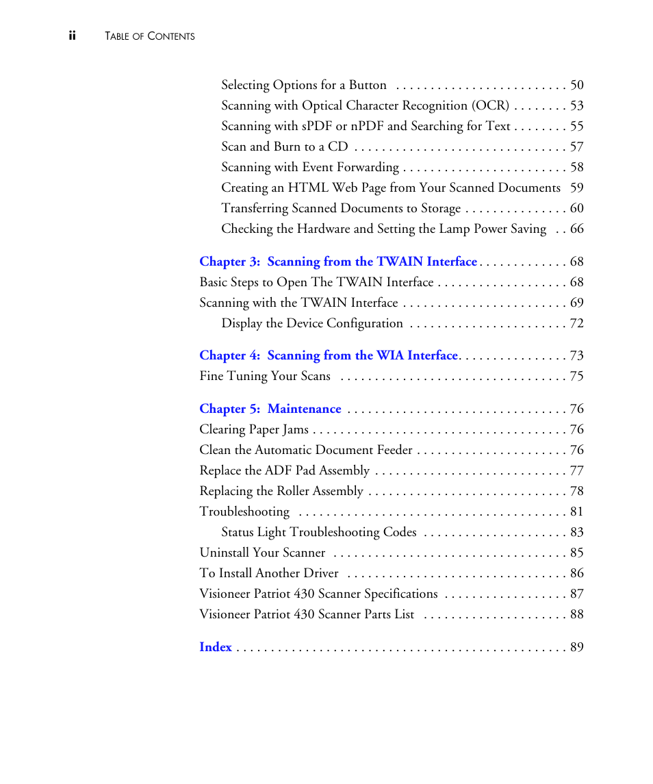 Visioneer PATRIOT 430 User Manual | Page 5 / 98