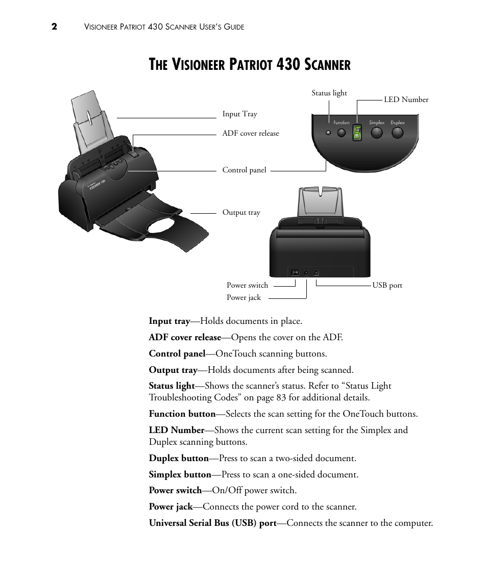 The visioneer patriot 430 scanner, 430 s, Isioneer | Atriot, Canner | Visioneer PATRIOT 430 User Manual | Page 7 / 98