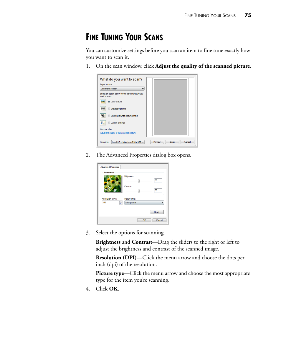 Fine tuning your scans, Uning, Cans | Visioneer PATRIOT 430 User Manual | Page 80 / 98