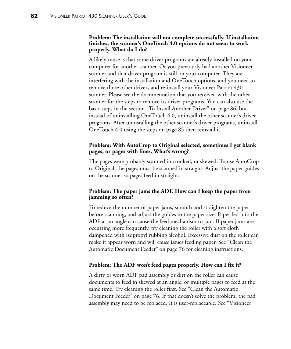Visioneer PATRIOT 430 User Manual | Page 87 / 98