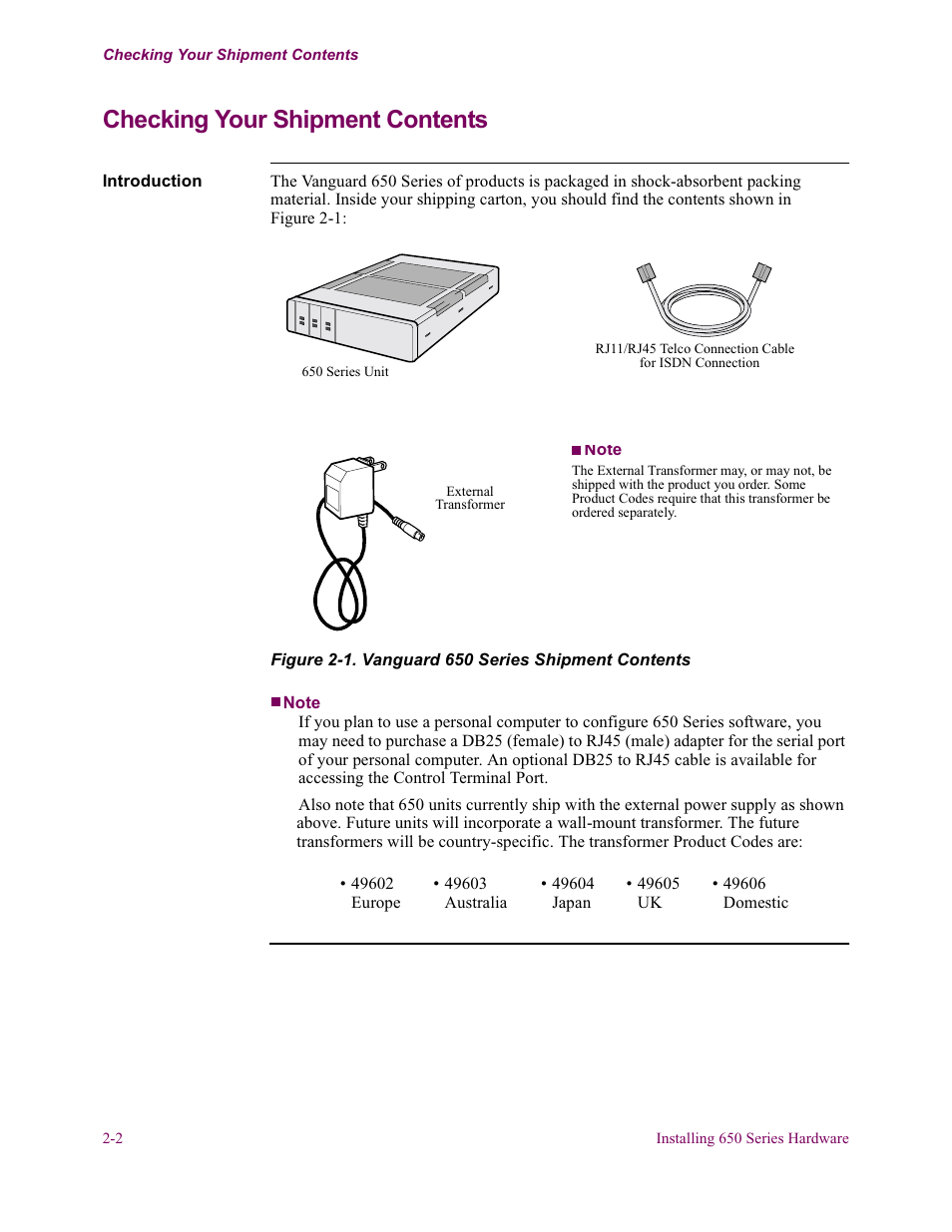 Checking your shipment contents | Vanguard Managed Solutions 650 User Manual | Page 32 / 82