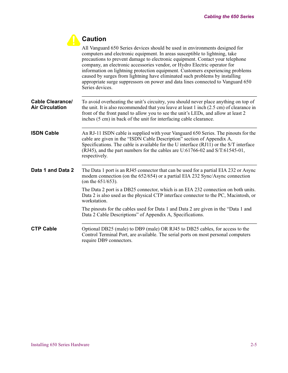 Caution | Vanguard Managed Solutions 650 User Manual | Page 35 / 82