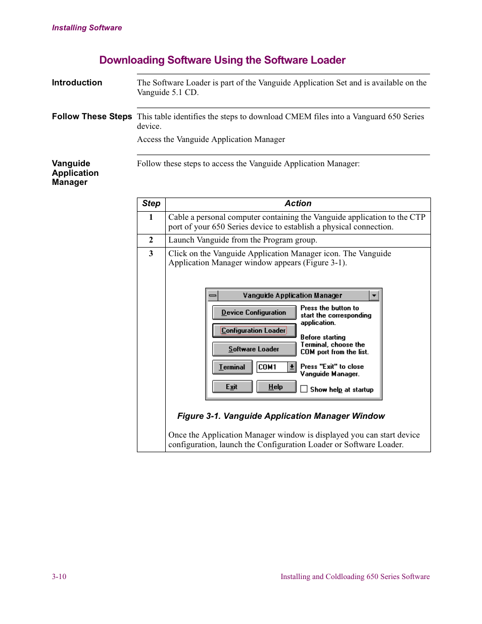 Downloading software using the software loader | Vanguard Managed Solutions 650 User Manual | Page 48 / 82