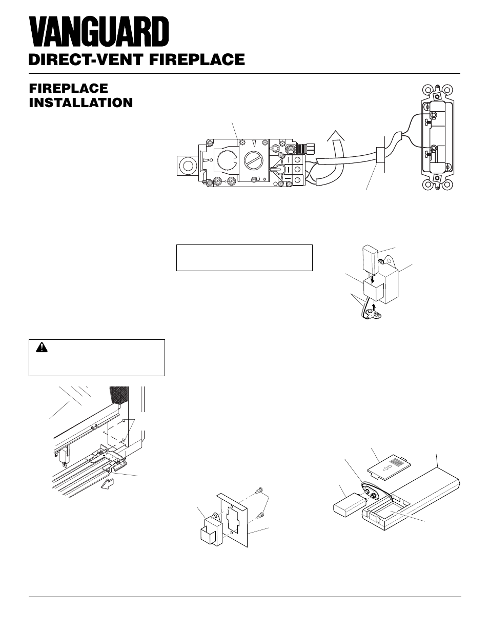 Direct-vent fireplace, Fireplace installation, Continued | Wall switch installation, Installing receiver | Vanguard Managed Solutions MBDV37 User Manual | Page 18 / 40