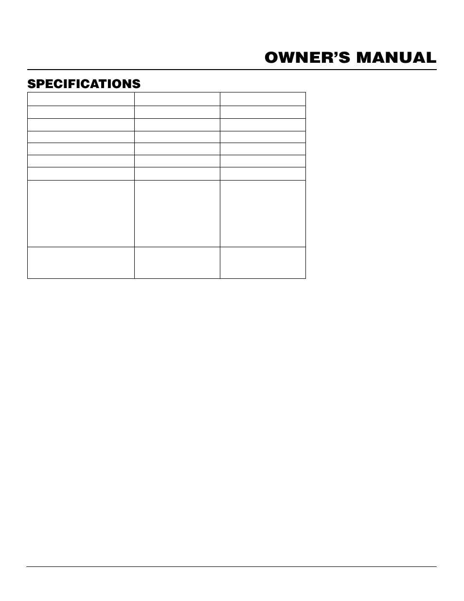Owner’s manual, Specifications | Vanguard Managed Solutions BHDV34PB User Manual | Page 33 / 38
