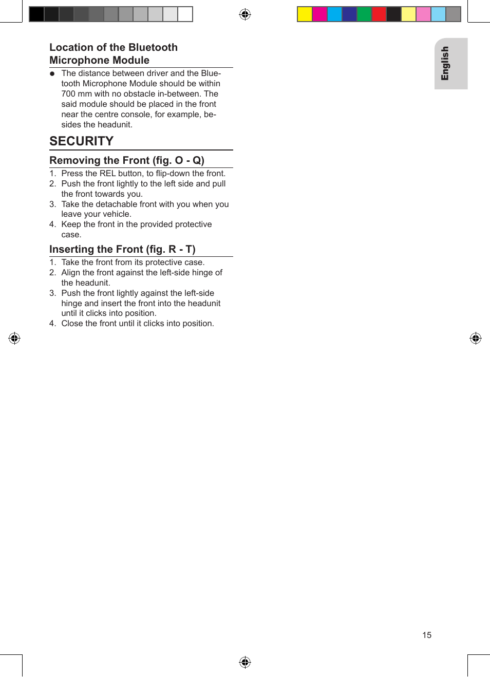 Security | VDO Dayton CD 2327 G User Manual | Page 15 / 29