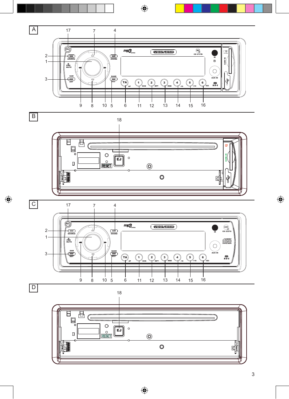 Ab c d | VDO Dayton CD 2327 G User Manual | Page 3 / 29
