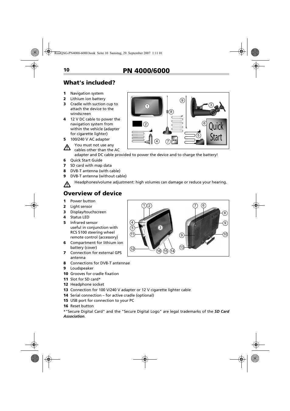 What's included, Overview of device | VDO Dayton PN 4000 User Manual | Page 3 / 9