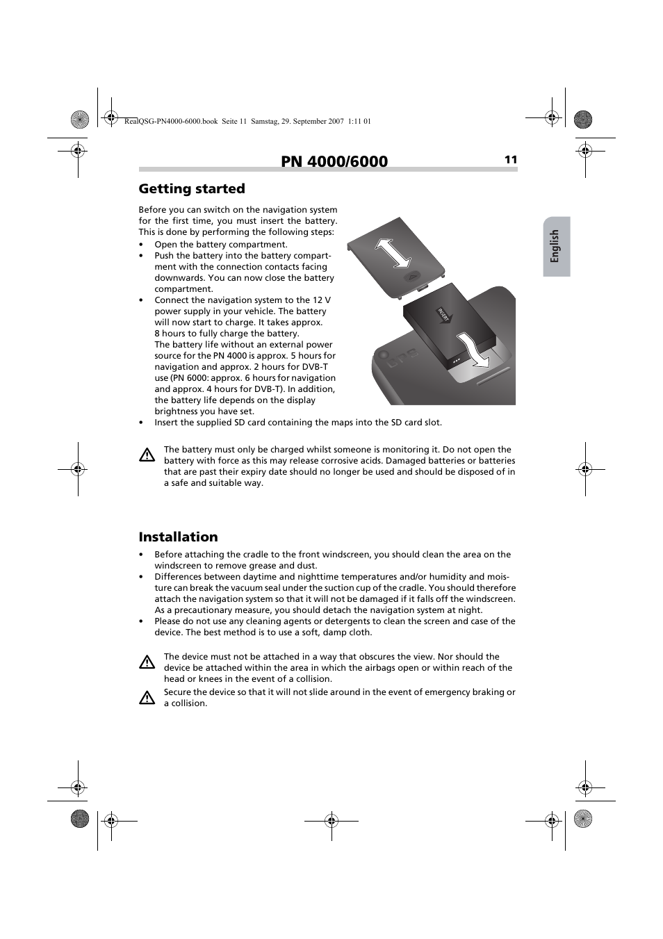 Getting started, Installation | VDO Dayton PN 4000 User Manual | Page 4 / 9