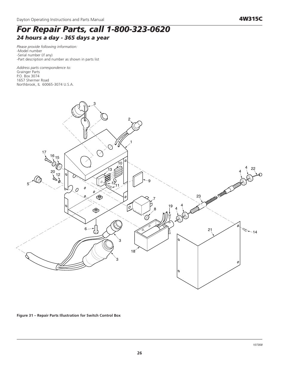 Dayton diesel electric generator, 4w315c | VDO Dayton 4W315C User Manual | Page 26 / 28