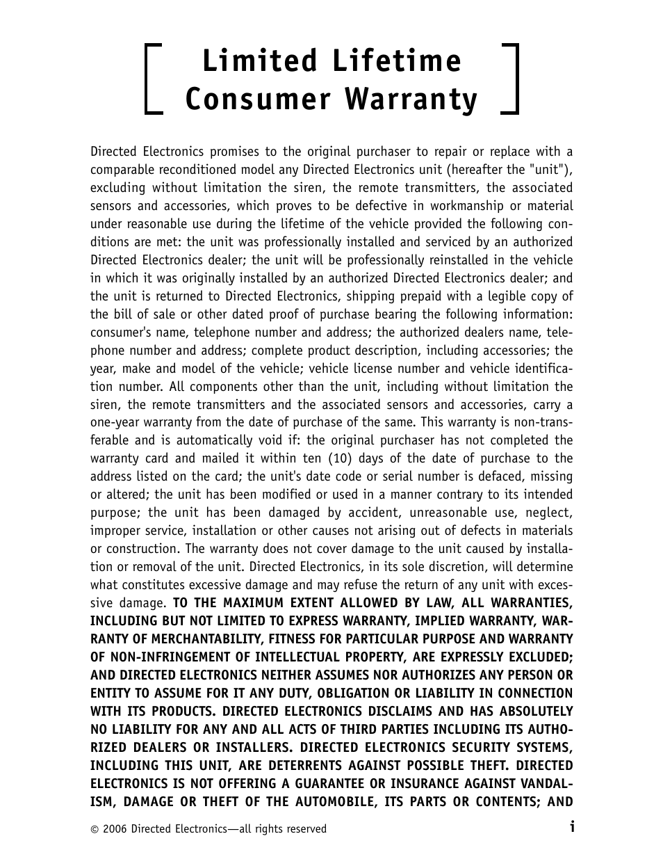 Limited lifetime consumer warranty | Viper 160XVL User Manual | Page 2 / 30