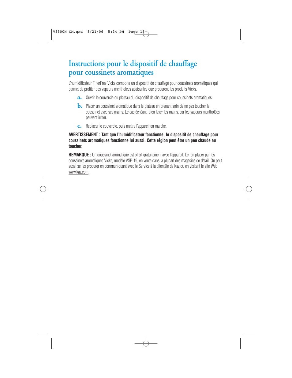 Vicks V3500N User Manual | Page 15 / 30
