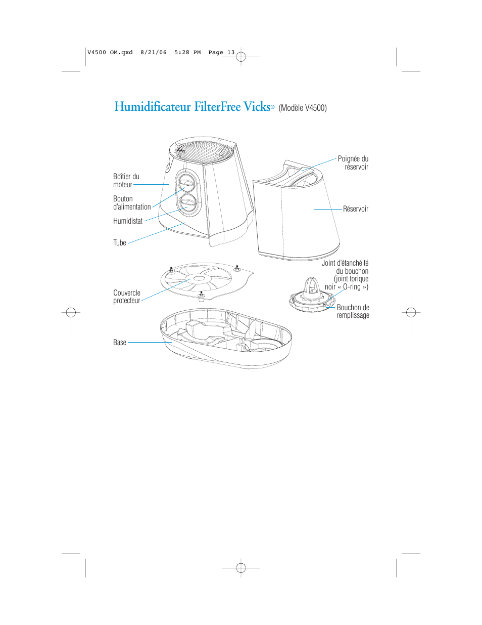 Humidificateur filterfree vicks | Vicks V4500 User Manual | Page 13 / 30