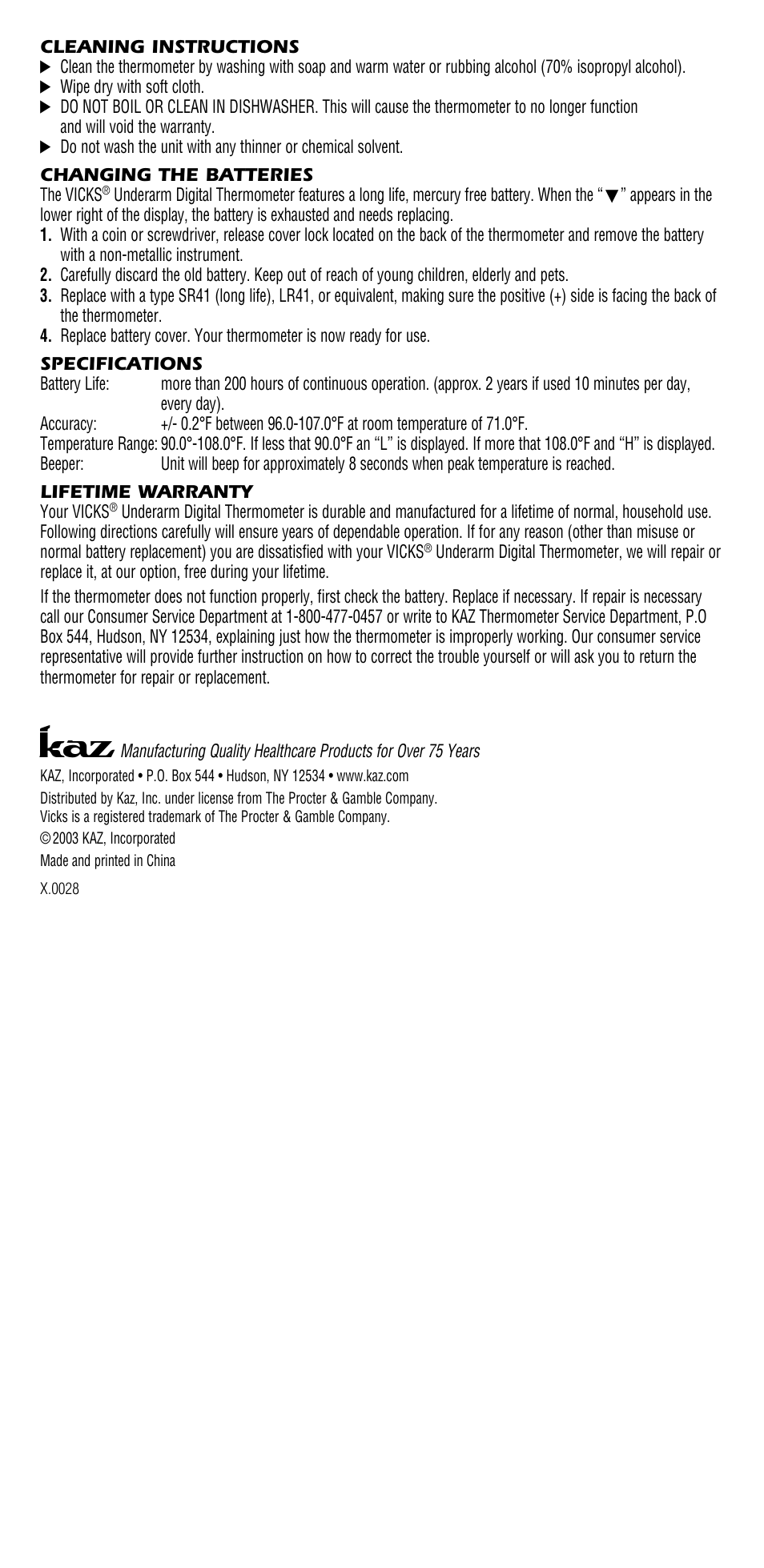 Vicks V932 User Manual | Page 2 / 2