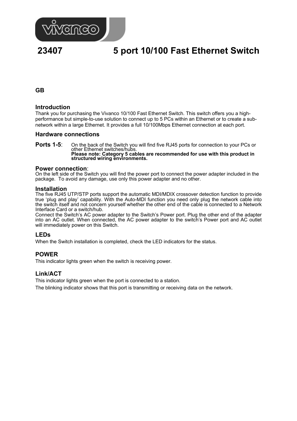 VIVANCO 23407 User Manual | Page 2 / 12