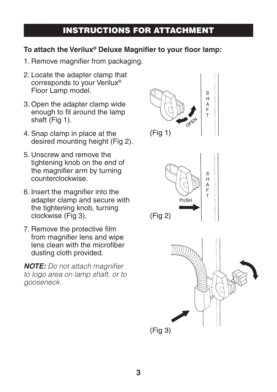 3instructions for attachment | Verilux VM01 User Manual | Page 4 / 8