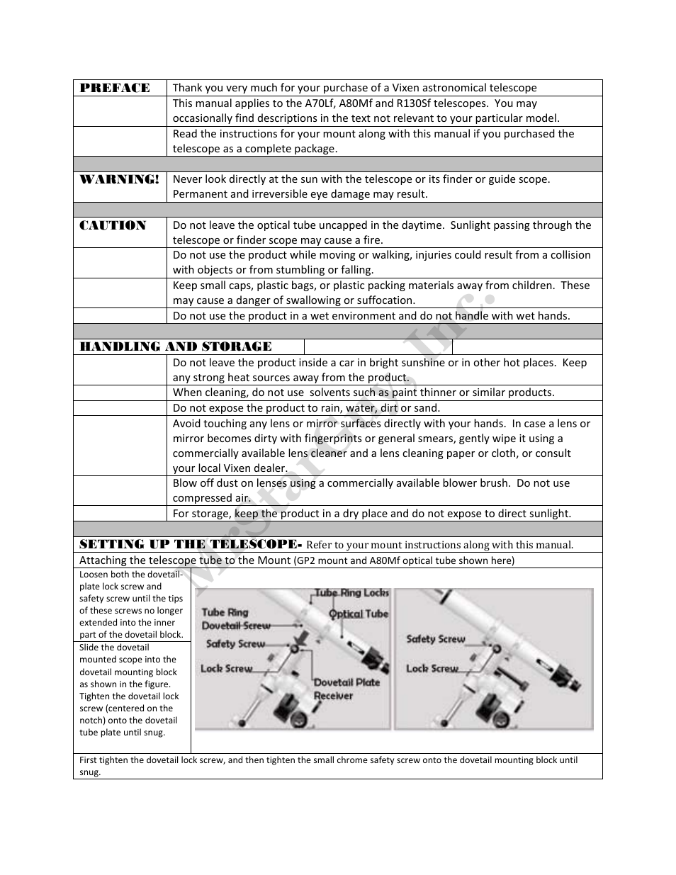 Mrstarguy, inc | Vixen R130Sf User Manual | Page 2 / 6