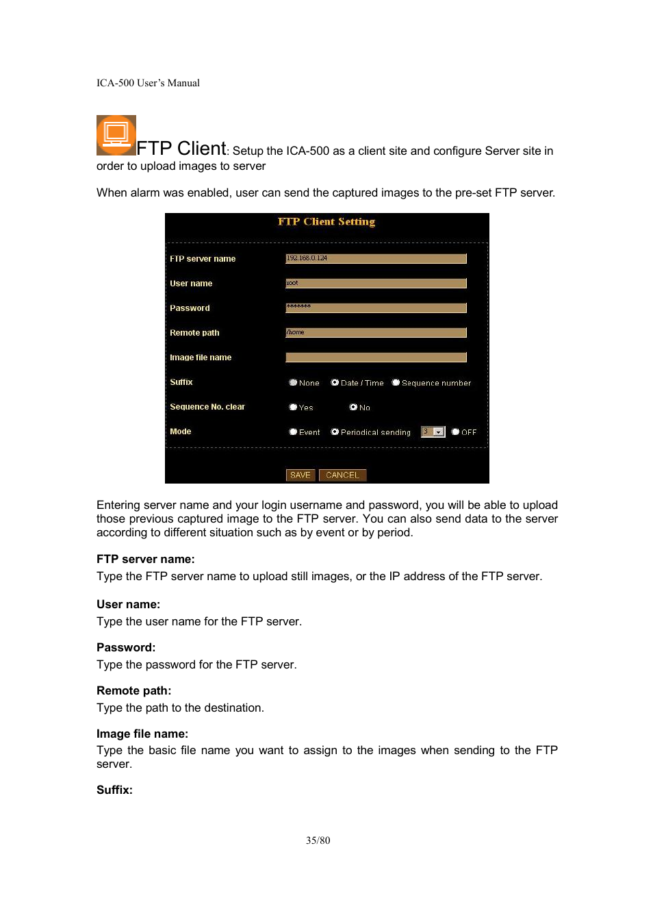 Ftp client | Veo ICA-500 User Manual | Page 35 / 80