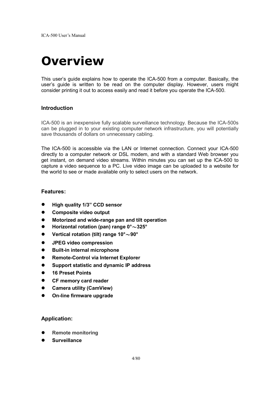 Overview | Veo ICA-500 User Manual | Page 4 / 80