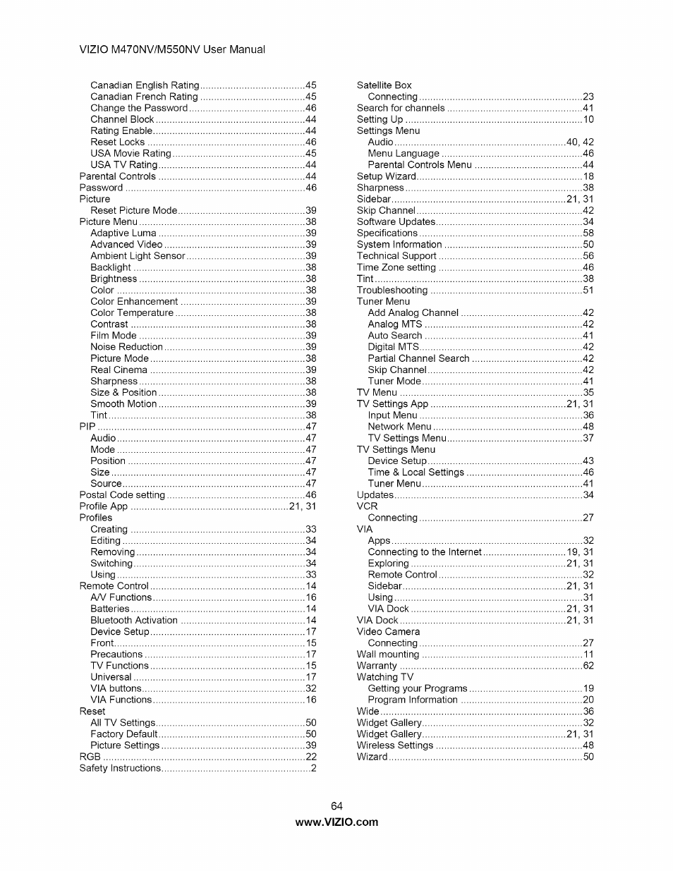 Vizio M470NV User Manual | Page 64 / 64