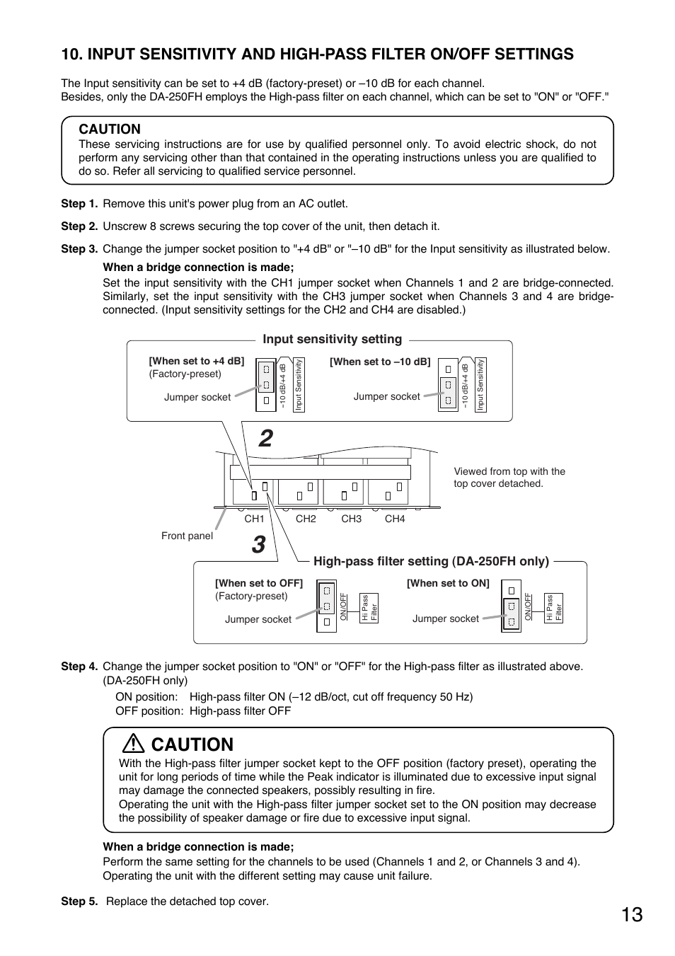 Caution | Vizio DA-250F CU User Manual | Page 13 / 20