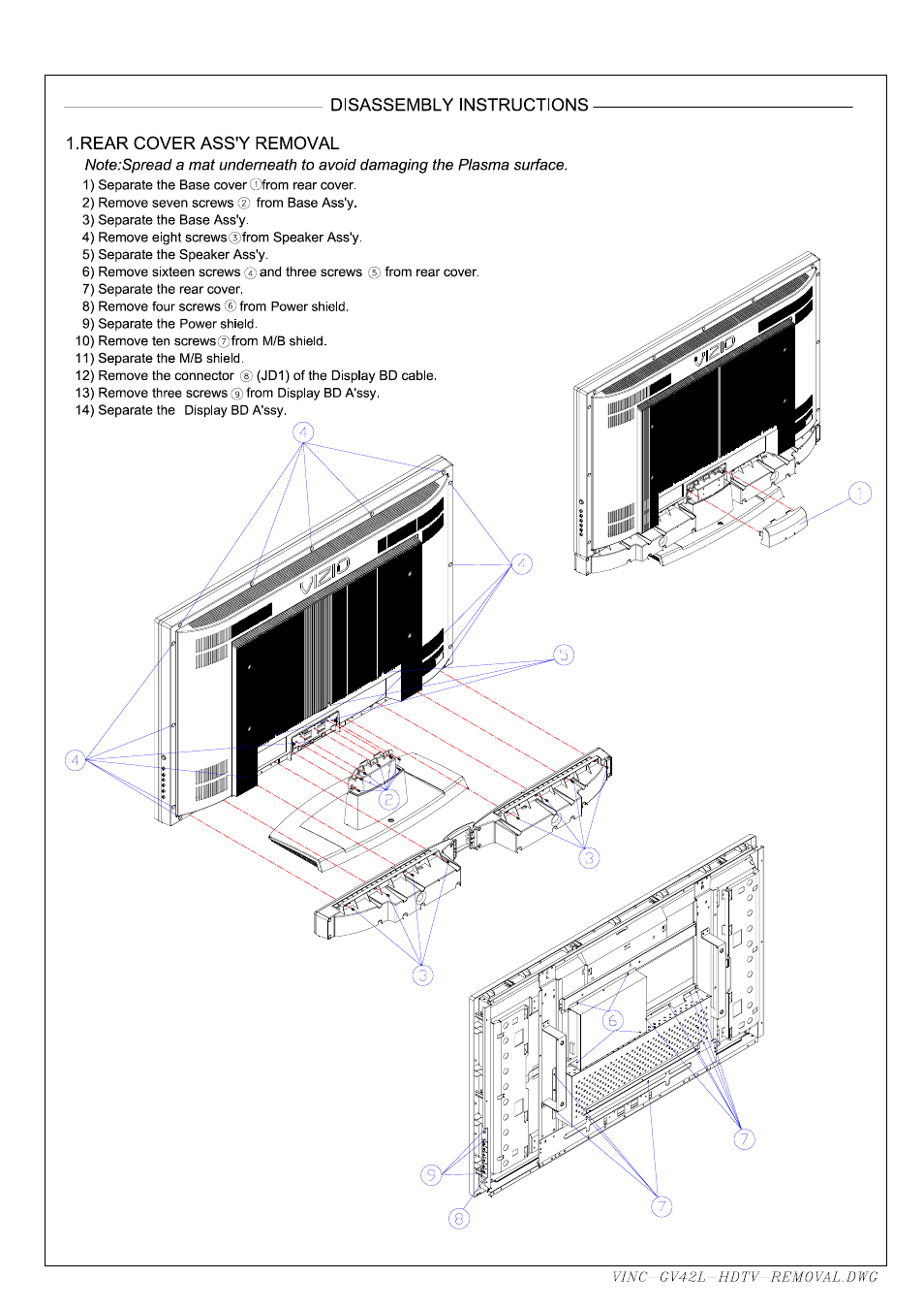 Assembly explosion drawing_for gv42l hdtv_lg | Vizio L42HDTV10A User Manual | Page 105 / 107