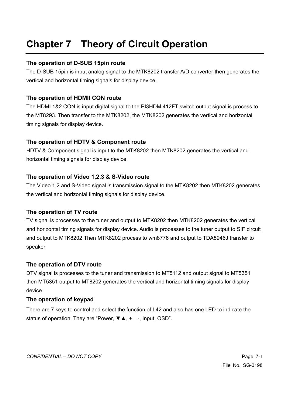 Chapter 7 theory of circuit operation | Vizio L42HDTV10A User Manual | Page 20 / 107