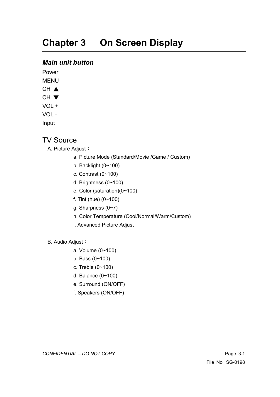 Chapter 3 on screen display, Tv source | Vizio L42HDTV10A User Manual | Page 9 / 107