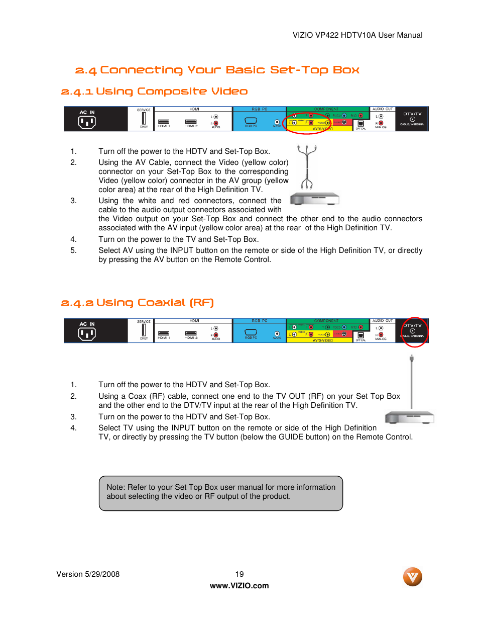 Vizio VP422 HDTV10A User Manual | Page 19 / 71