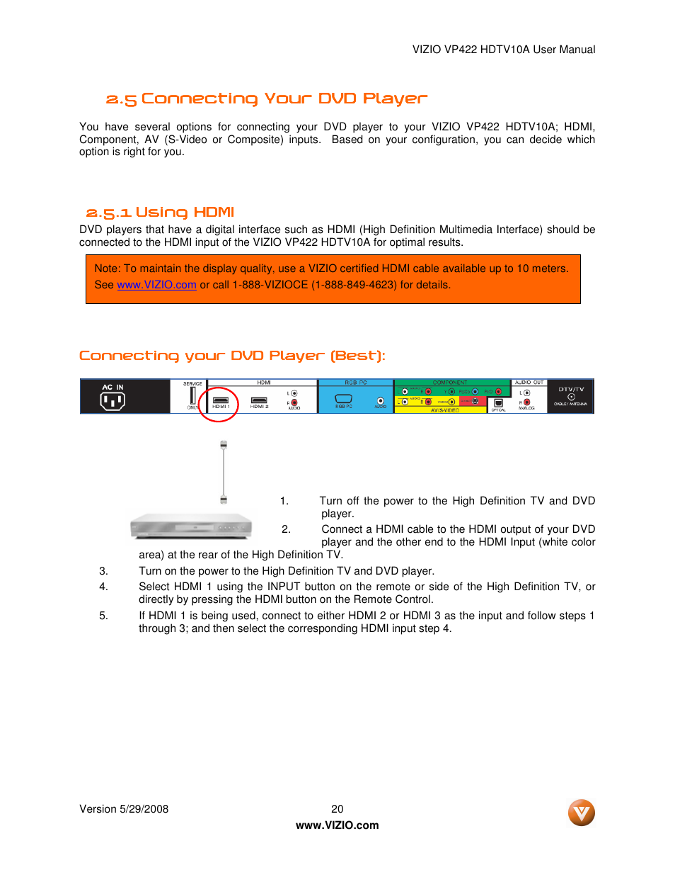 Vizio VP422 HDTV10A User Manual | Page 20 / 71