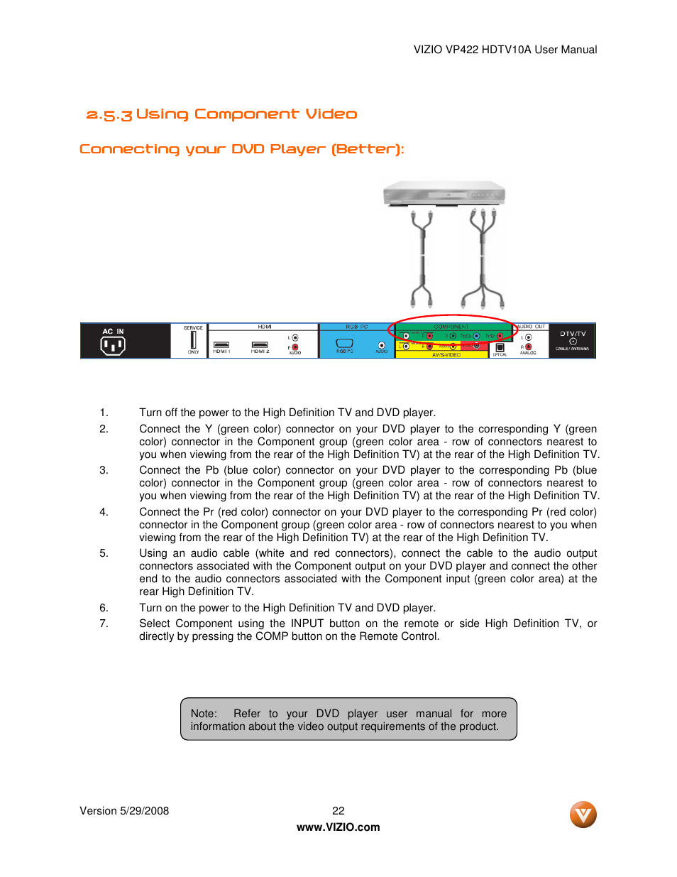 Vizio VP422 HDTV10A User Manual | Page 22 / 71