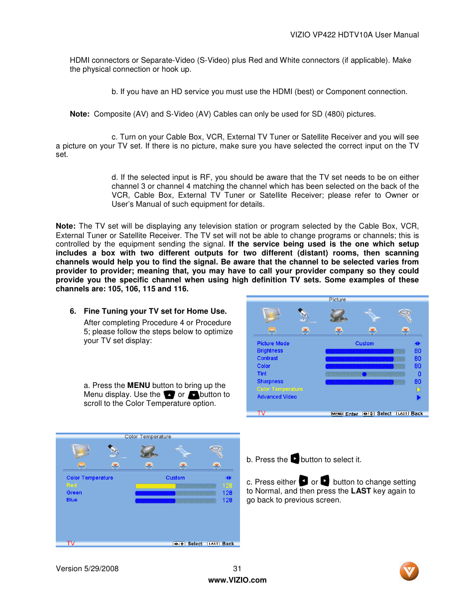 Vizio VP422 HDTV10A User Manual | Page 31 / 71