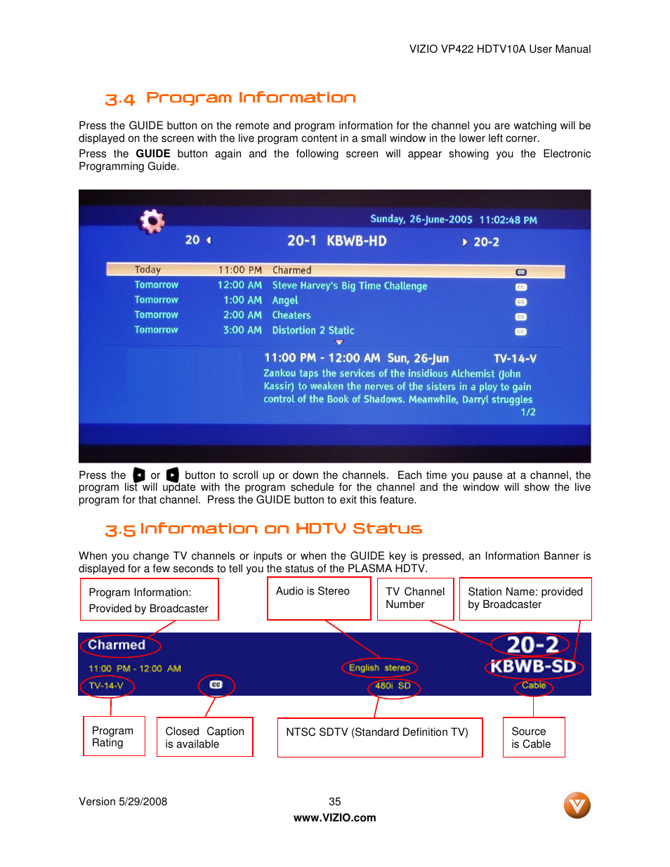 Vizio VP422 HDTV10A User Manual | Page 35 / 71