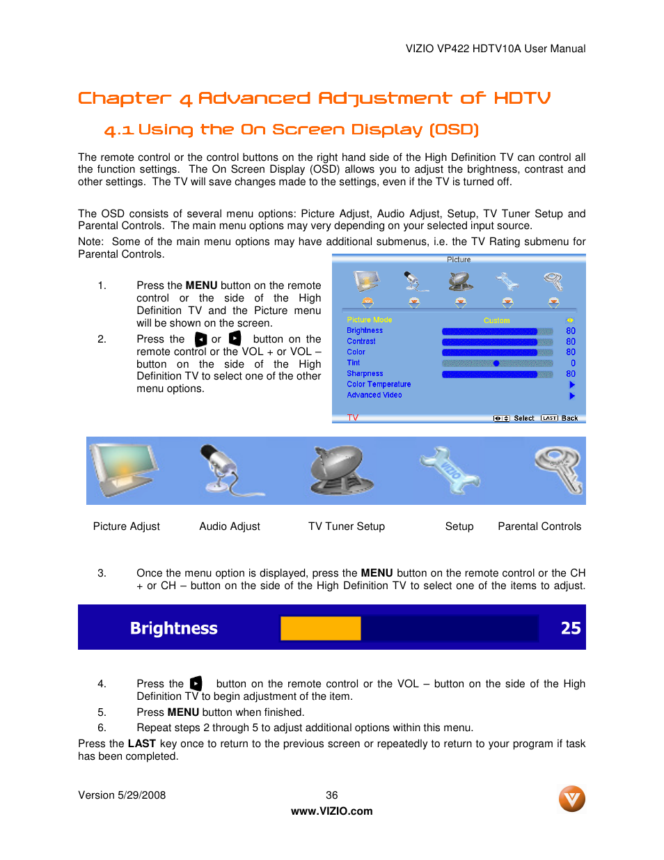 Chapter 4 | Vizio VP422 HDTV10A User Manual | Page 36 / 71