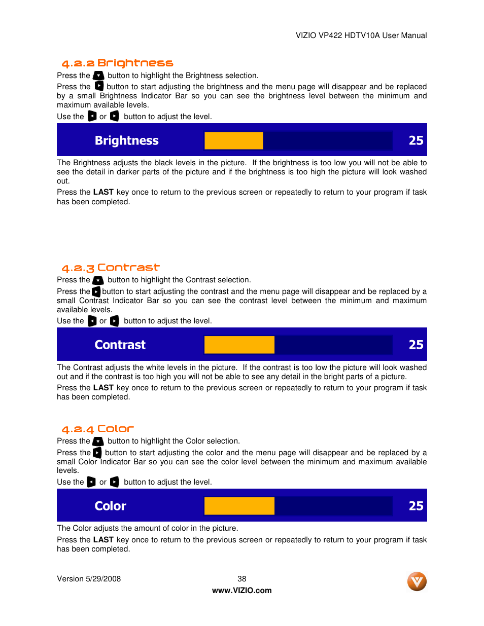 Vizio VP422 HDTV10A User Manual | Page 38 / 71