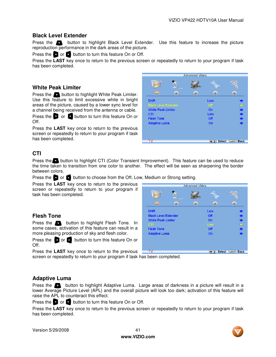 Vizio VP422 HDTV10A User Manual | Page 41 / 71