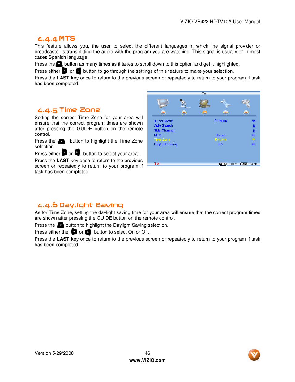 Vizio VP422 HDTV10A User Manual | Page 46 / 71